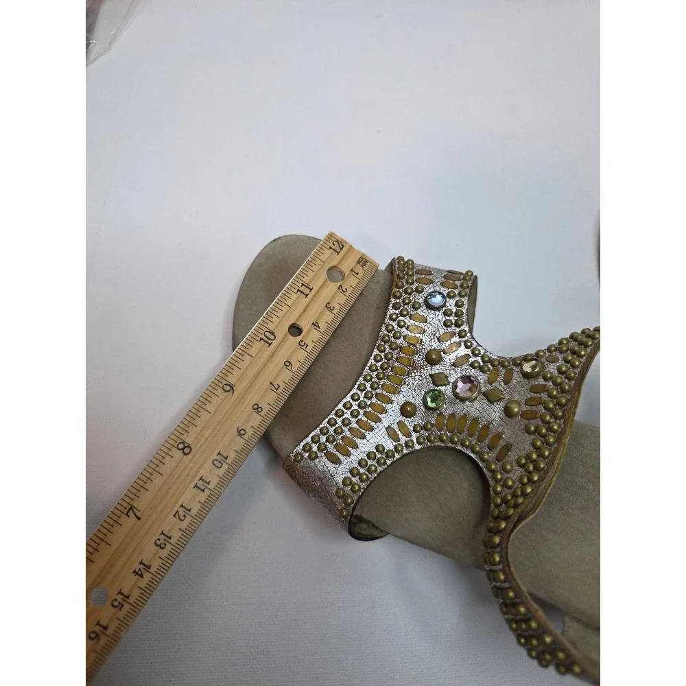 Coleen Cordero W's size 7?SilverStuddedGemstone WoodWedgePlatform Slipper Flaw!!